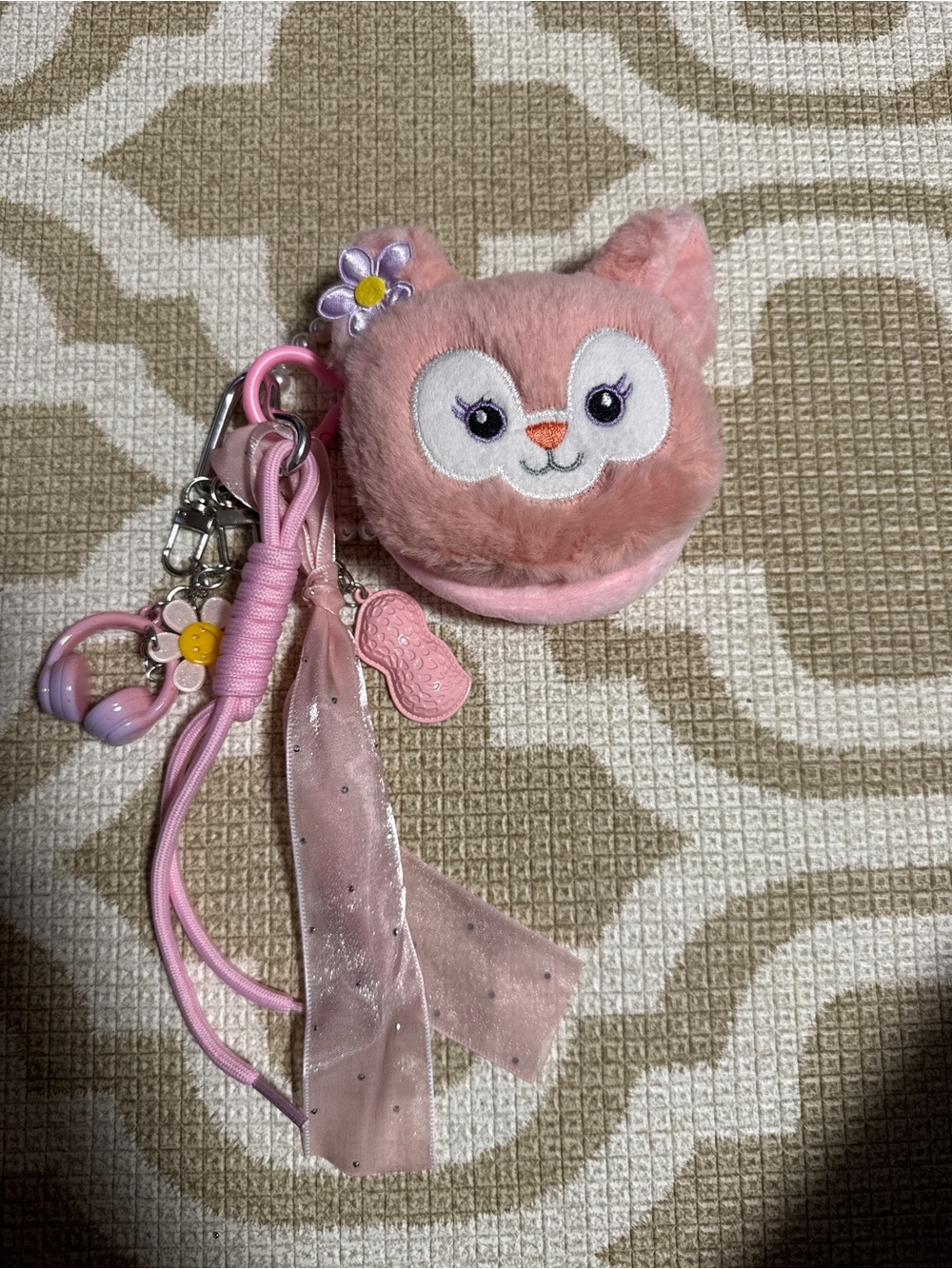 Pink Plush Kitty Keychain Bag Charm